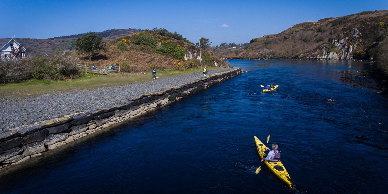 Yellow Kayak in a river