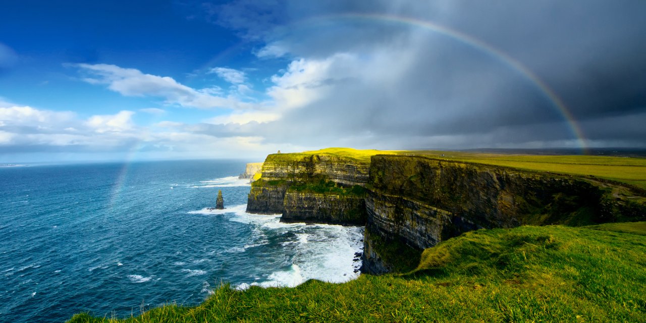 cliffs of moher by rainbow